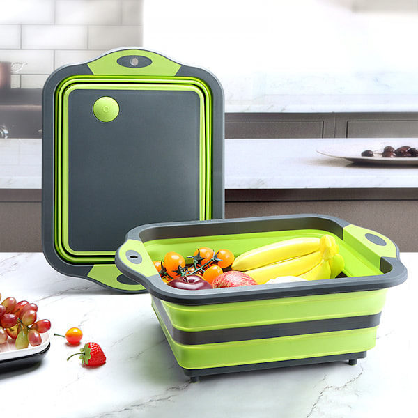 Hopfällbar diskbalja, Innovations Multi Function Bowl torkställ, bärbar skärbräda, hopfällbar avloppstvättkorg