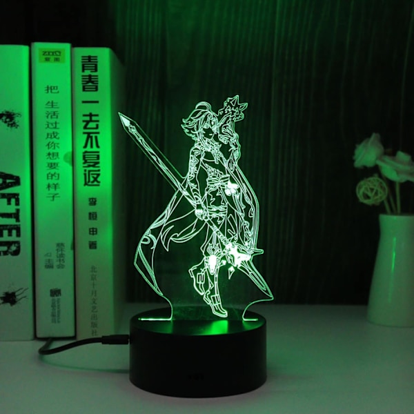 Genshin Impact nattlampa 3D Illusion Lamp Hot Game Light för sovrumsdekor LED Light Atmosphere Sängbordslampor Barnpresent