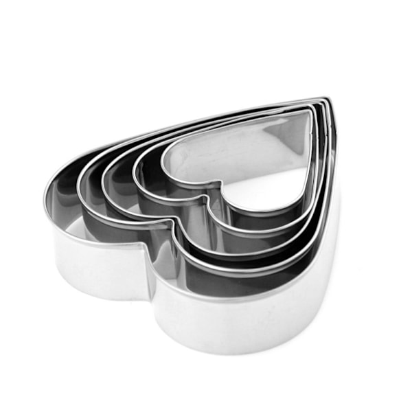 Foose Cookie Cutters Hjerte 5-delt sæt, Størrelser 1,5 \"til 3,75\", Rustfrit stål Cookie Form