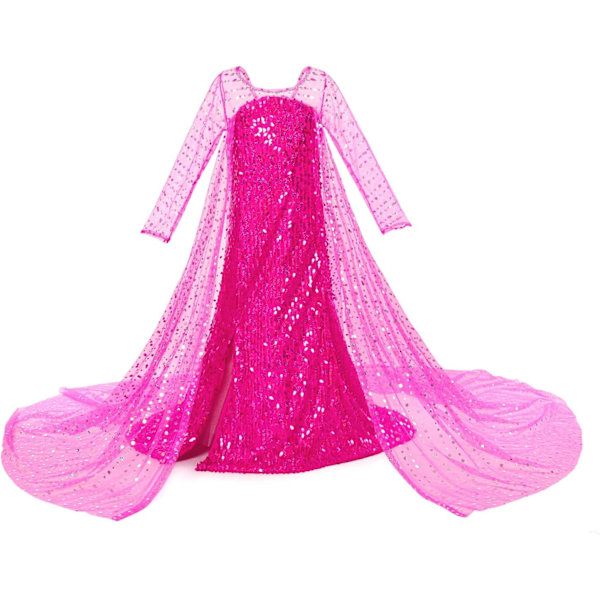 Lyxiga Prinsessklänningar med Glimmande Lång Kappa för Flickors Födelsedagsfest 5-6 Years Pink