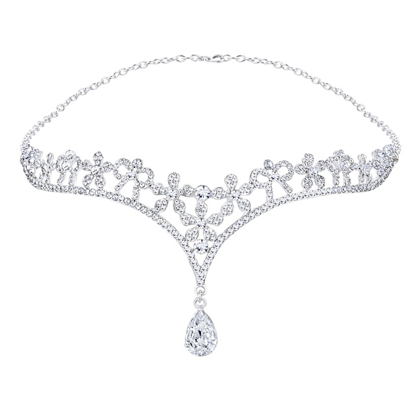 Bröllop brud kvinnor kristall blomma dekoration krona pannband tiara huvudbonad, fashionabla och ädla stil.