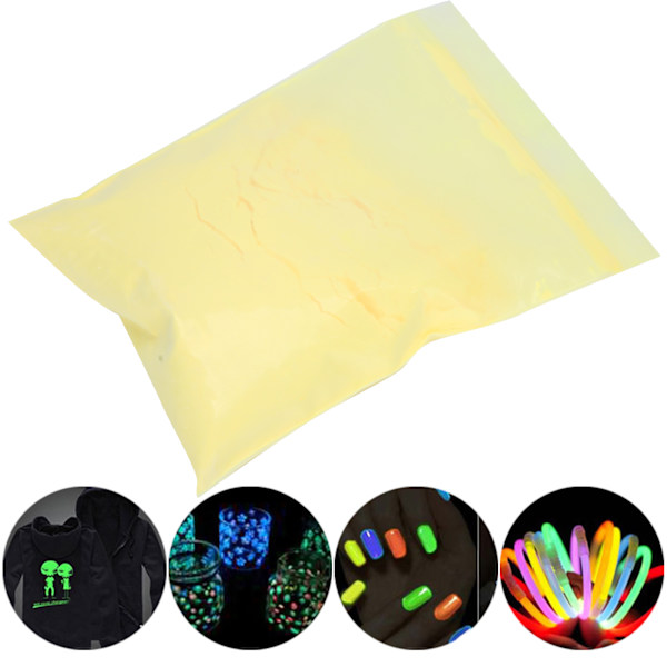 Nagelkonst Luminous Pulver DIY Hög Ljusstyrka Luminous Färgpigment Dekoration 100g Guldgul