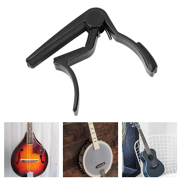 Aluminiumlegering 6-strängad akustisk elektrisk gitarr capo instrument tillbehör (svart)
