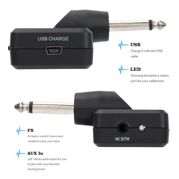 Bärbar Mini Elektrisk Gitarr Plug Inbyggd Distorsionseffekt Hörlursförstärkare Tillbehör