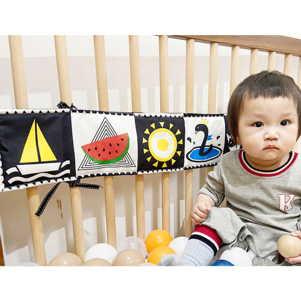 Svarta och vita sensoriska baby med hög kontrast Baby böcker som lämpar sig för tidig utbildning, leksaker för baby , 3D-papper som kan bita och riva, icke-R