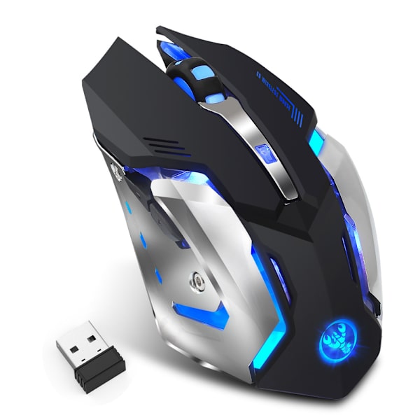 2,4G computermus med 4-niveau justerbar DPI, trådløs gamingmus med syv farver af åndedrætslys, ergonomisk design
