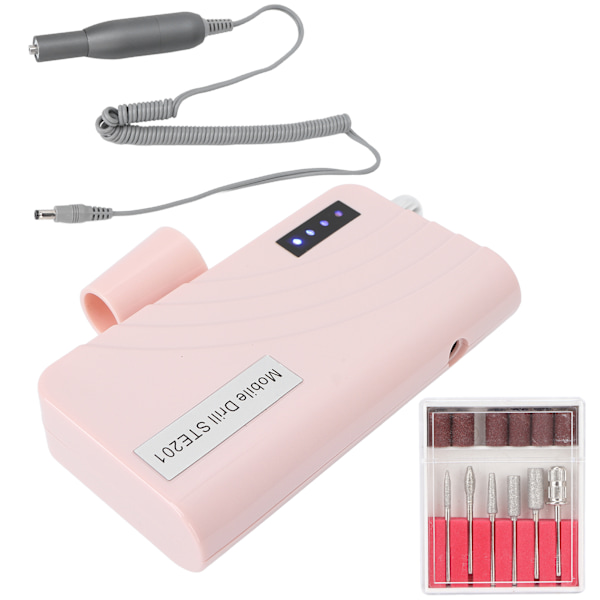 Elektrisk negleboremaskine 30000RPM CW CCW rotation manicure poleringsværktøjer til neglesalon Pink 100‑240VUS stik