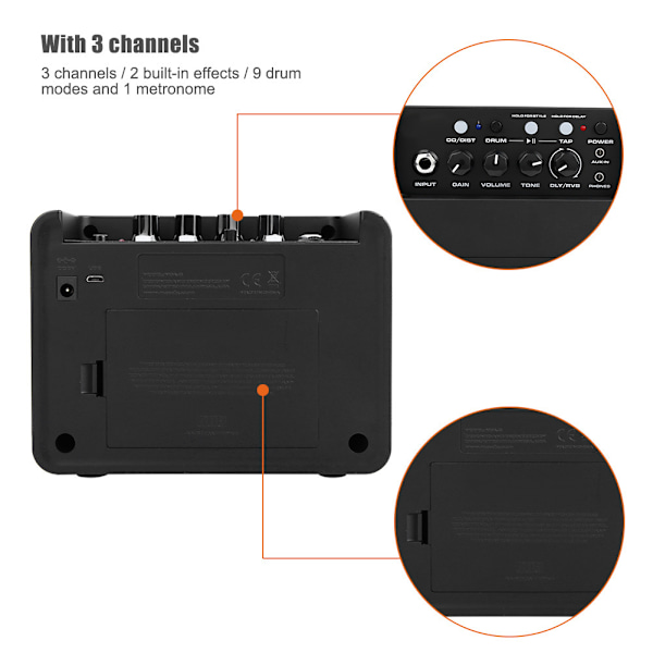 Mini Elektrisk 4 Kanaler Gitarförstärkare Högtalarlåda Kit  Gitartillbehör