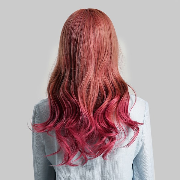 Röd Lång Lockig Peruk Justerbar Högtemperaturfiber Peruk Syntetisk Kvinna Cosplay Peruk LC248