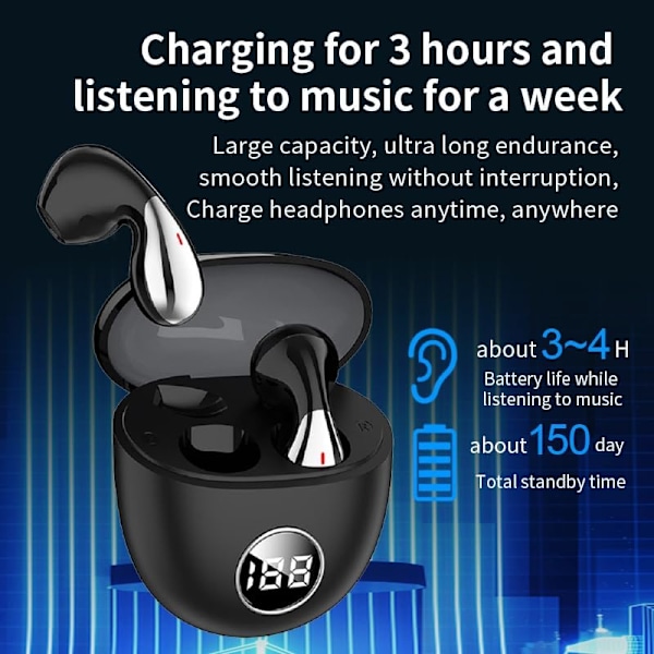 Langattomat nappikuulokkeet, Bluetooth V5.3 -kuulokkeet, vedenpitävät nappikuulokkeet, sisäänrakennetut mikrofonit, pitkäkestoinen toisto, korkealaatuinen stereokuuloke, melu