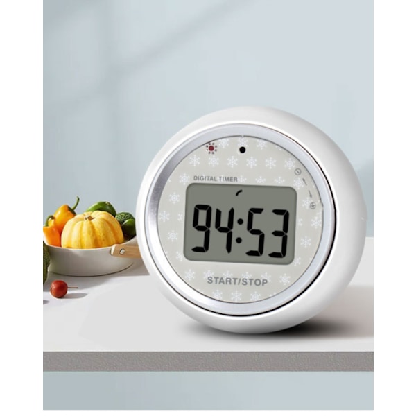 Kökets matlagningstimer, digital vredtimer, kökstimer som kan magnetiskt absorbera alla metallytor. (Vit)