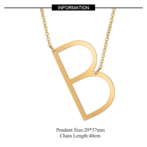 Sidosatt block initial bokstavshänge halsband för kvinnor --- B