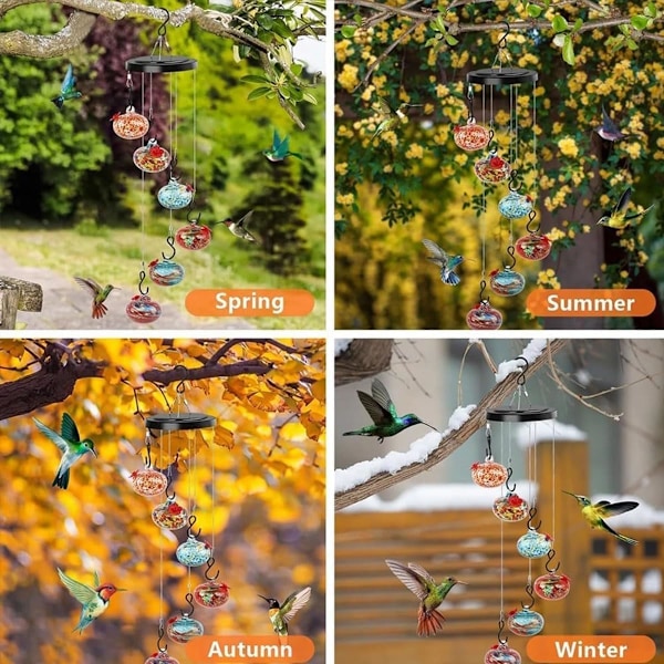 Charmiga vindspel Hummingbird-matare, 2024 Nya vindspel Hummingbird-matare för utomhus hängande visning, fågelmatare för Ou