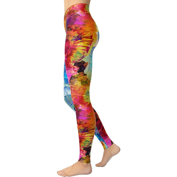 Mjuka, hög midja, printed skinny stretch yogabyxor för kvinnor (print 12)
