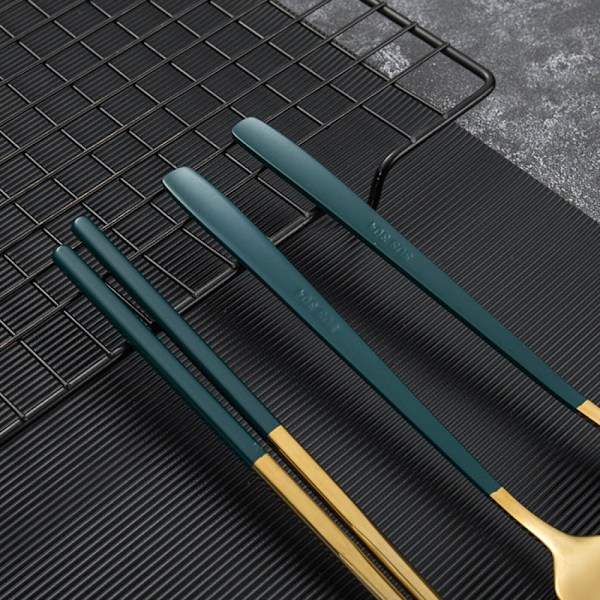 304 Rostfritt Stål Bekväm Koreansk Sked Gaffel Ätpinnar Bestick Set Singel Student Titan Bestick Present Förvaringslåda