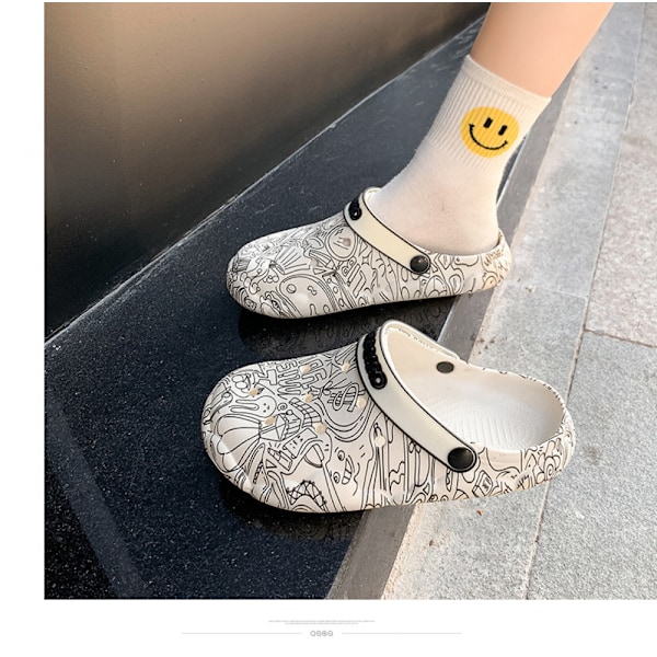 Unisex trädgårdsträskor skor kvinnor män sommar slide på sandaler-vit(38/39 EU)