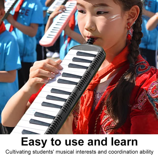 IRIN Keyboard Harmonica Musikkutdanningsinstrument for Begynnerbarn Barn (Svart 37 Taster)
