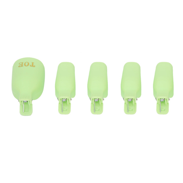 5 stk. Gel Polish Remover Clips Hjemmesalon Tånegl UV Gel Soak Off Cap Wrap Neglekunst VærktøjGrøn