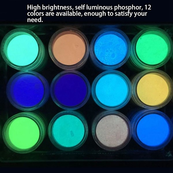 12 Väristä Luminoivaa Kynsijauhetta Halloween Kynsi Taidetta DIY Fluoresoiva Jauhe Manikyyri Työkalu