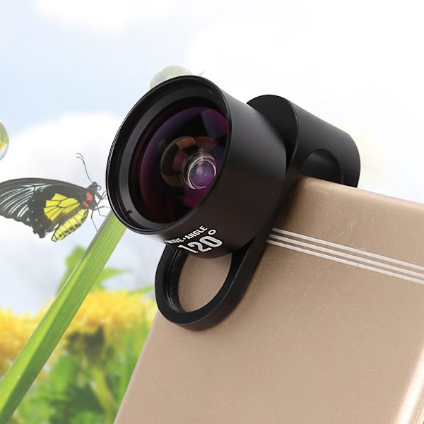 4-i-1 bärbar fisheye + vidvinkel + makro + telekonverterlins kit med klämma för mobiltelefon