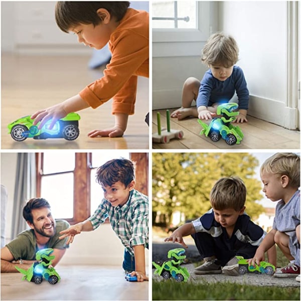 Transformers Leksaker för 3-6-åriga pojkar Dinosaurieleksaker med LED-ljus och musik Dinosauriebilpresenter för 4 5 6 7-åringar (grön)
