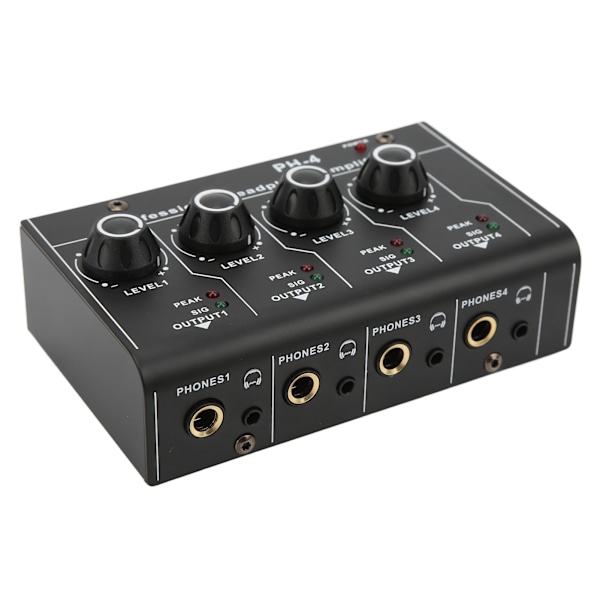 Hovedetelefonforstærker Splitter 4 Kanals Stereo Output RCA Input Mini Switcher 220VAC