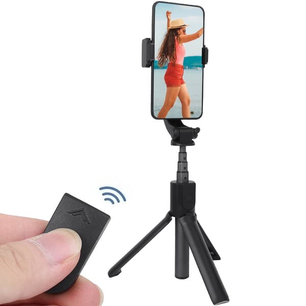 Kuglehoved Stabilisator Anti-ryst Stativ Bluetooth Fjernbetjening Selfie Stick til Android