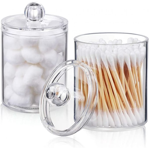 2-pack Qtip-hållare dispenser för bomullsbollar bomullspinnar, bomullspinnar, runda bomullsdynor, dentala