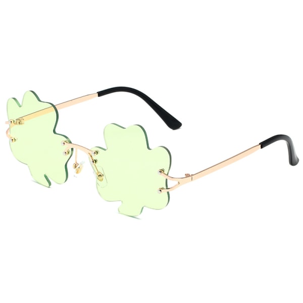 Fashion lucky Clover Sunglasses Rimless Glasses for Women Men Halloween Party Glasses Trendy Eyewear UV 400 Protection