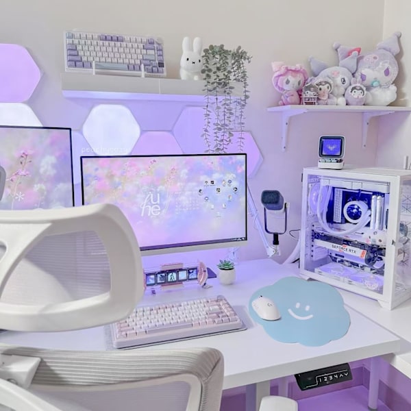 Hiirimatto 2 kpl, Suuri Söpö Pilvi Tietokoneen Hiirimatto Liukumattomalla Kumipohjalla, Vedenpitävä PVC Hiirimatto, Epäsäännöllisen Muotoinen Kawaii Hauska