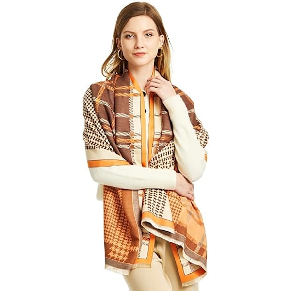 Sjal för Kvinnor Pashmina Sjal Wrap för Kvälls Klänning Vinter Tjock Varm Stickad Sjal Filt Öppen Fram Poncho Cape, Orange