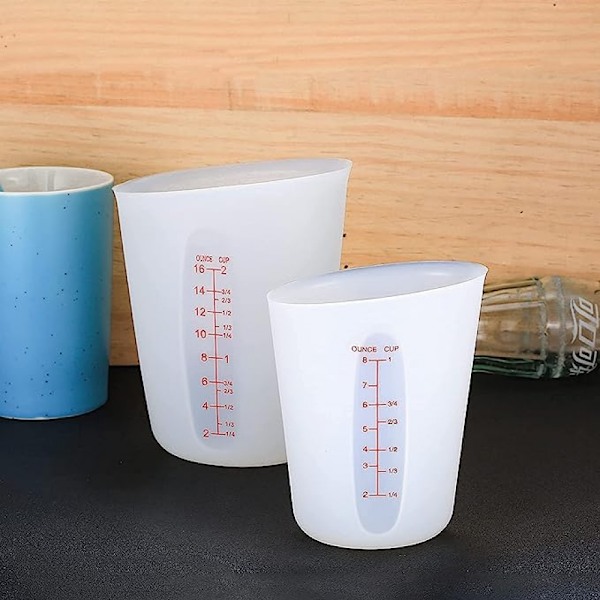 2-delad set med 250 ml/500 ml silikongummimätkoppar för smältning, omrörning, extrudering och hällning av epoxihartsgjutformar - vit