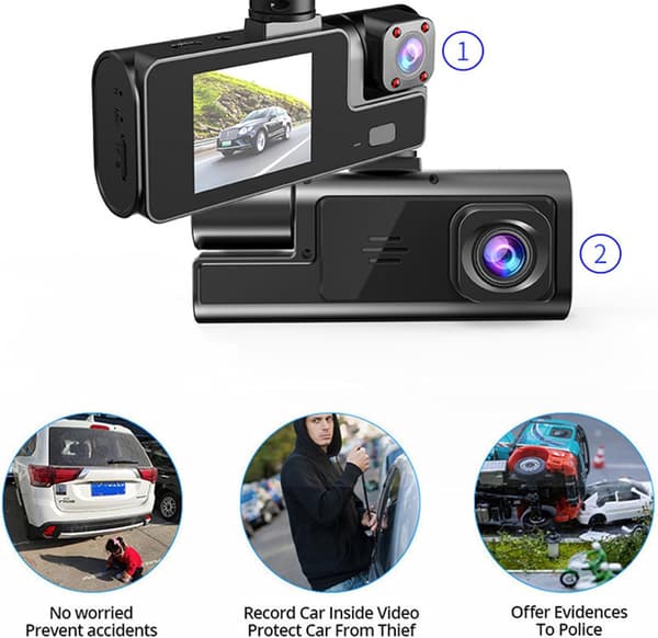 Dash Cam med APP, Oppgradert Front og Innvendig WiFi Dash Cam 1080P Full HD Mini Dash Cam med Nattsyn, Loop-opptak, G-Sensor, M