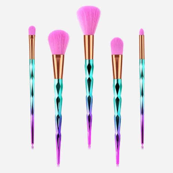 Luksuriøs lyserød gradient blå makeup børste blød kosmetisk børste sæt skønhedsværktøj