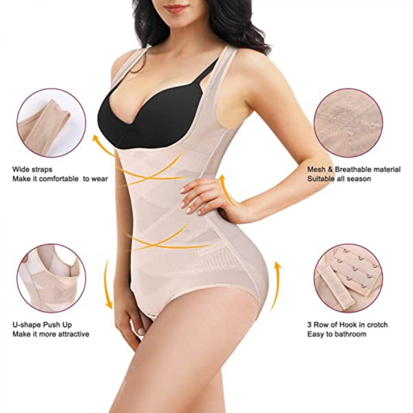 Shapewear Body för kvinnor Magkontroll Butt Lifter Trosa Hi-Waist Shaper Slimming Gördlar --- Hy （Storlek 2XL）