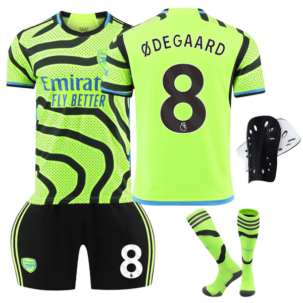 2324 Arsenal borte grønn draktsett med sokker og beskyttelsesutstyr No.8 ØDEGAARD XXXL