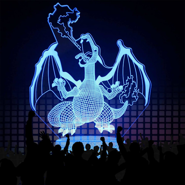 WJ 3D Illusion Nattlys Drage LED Skrivebordslampe med Fjernkontroll Berøring 16 Fargeendring for Hjem Romdekorasjoner Bursdagsgaver eldsprutande drake