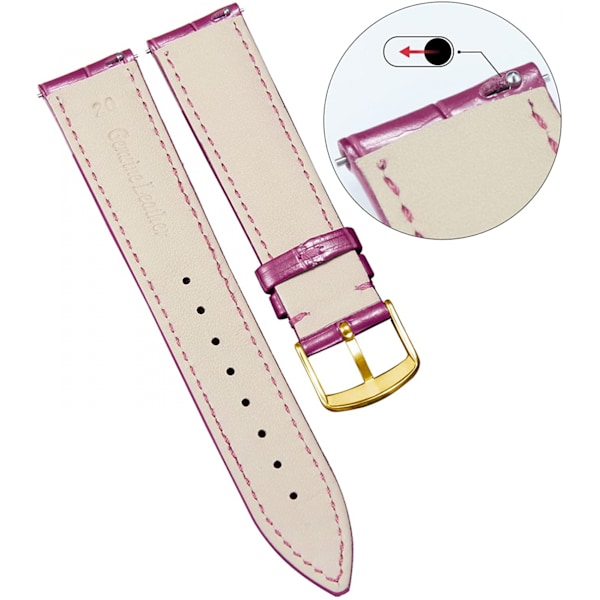 AVEKI Äkta läderersättningsklockarmband Flerfärgad Vattentät för män kvinnor, G-Amaranth (15mm)