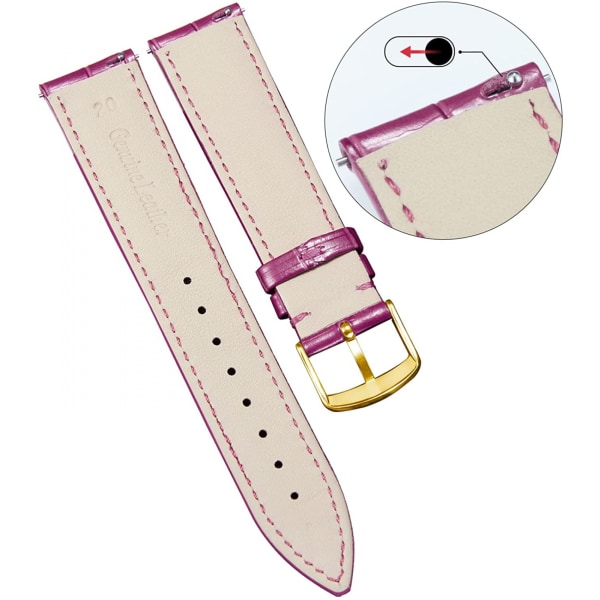 AVEKI Watch i äkta läder Flerfärgat vattentätt för män kvinnor, G-Amaranth (18 mm)