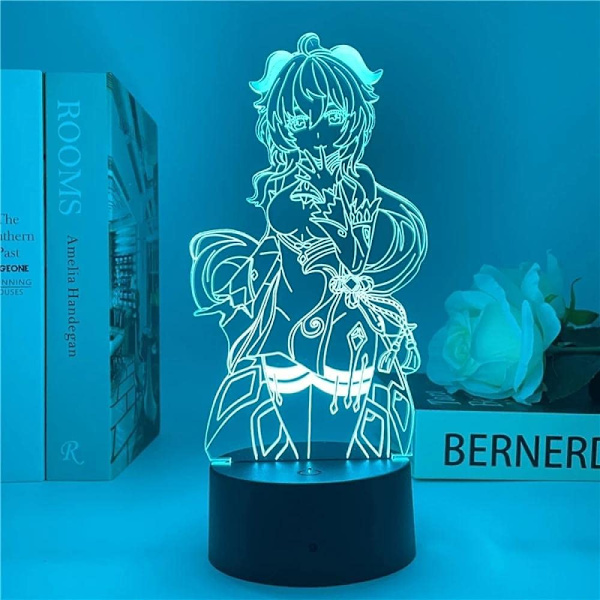 Genshin Impact Ganyu LED 3D-lampa Illusionslampa Skrivbordslampa Japansk Anime-lampa, för barnrum inredning nattlampa julklapp M