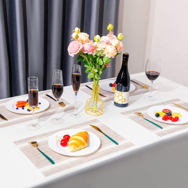 Underlägg, Plastvinyl Tvättad Värmebeständig Hållbar PVC Halksäker Vävd för Kök Matbord (Set om 4, Vit Beige) White Beige Set of 4
