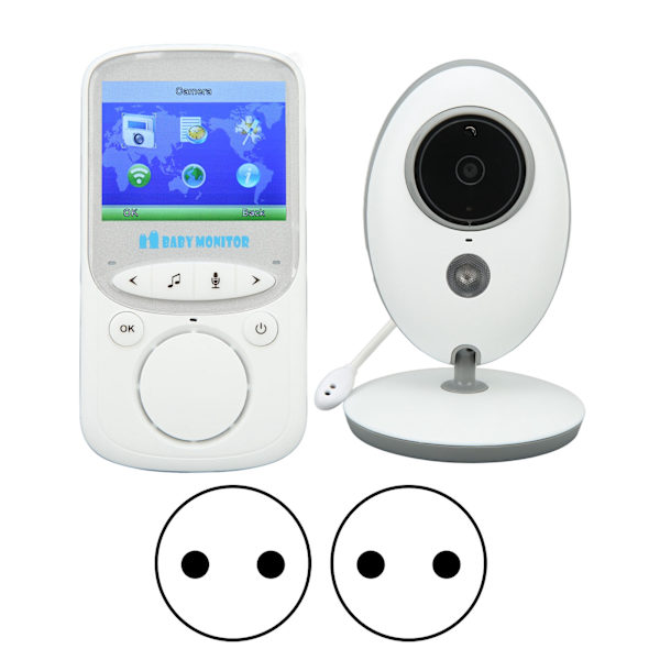 Trådlös babymonitor 2,4 tum fjärrvideo dubbelriktad intercom babykamera monitor för hem 100‑240V EU-kontakt