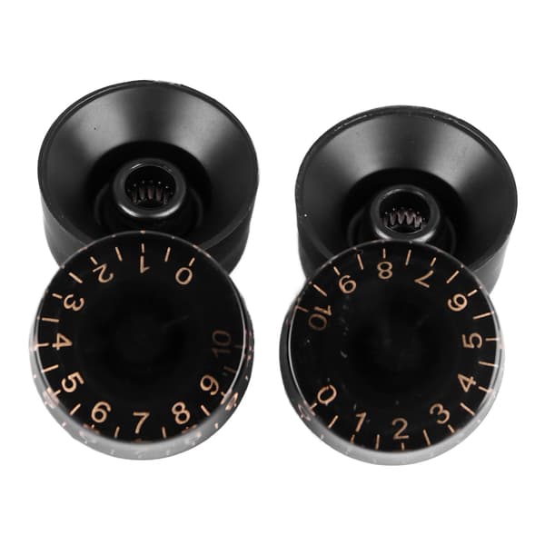 4 stk. Top Hat Knobs Elektrisk Guitar Volumen Tone Justering AMP Effekt Pedal Kontrol Sort med Guld Tal Sort