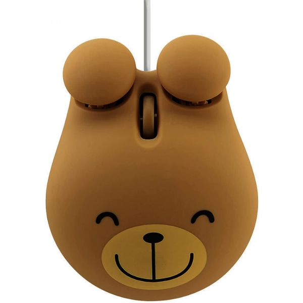 Söt djur björn form USB trådbunden mus Optisk mus för bärbar bärbar dator 1600DPI 3 knapp med 3,2 fot sladd Brown Little Bear