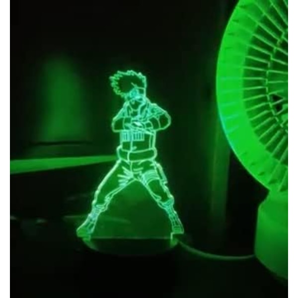 WJ Kakashi 3D illusjonslampe, 7 farger 3D illusjon visuell nattlys med USB-lading, anime julebursdagsgaver Kakashi