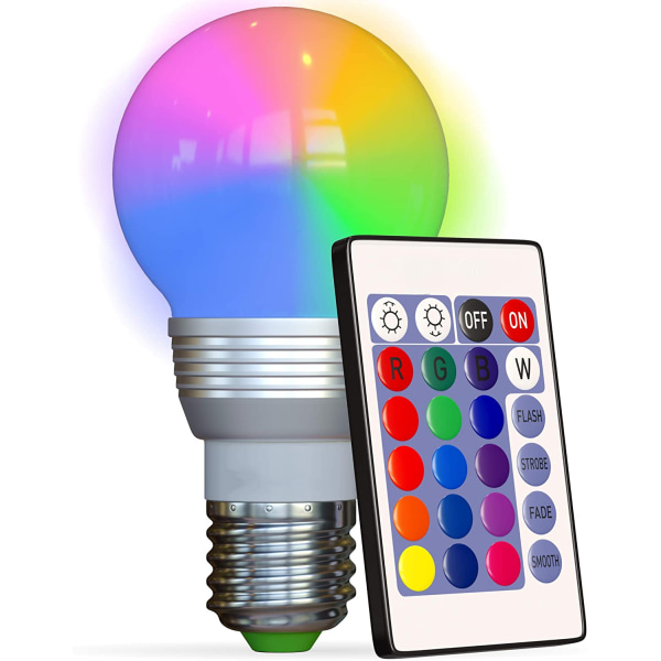 LED-lampa med färgskiftande glödlampa med fjärrkontroll (4-pack) 16 olika färgval Slät, blixt eller blixtläge - Premiumkvalitet och energi
