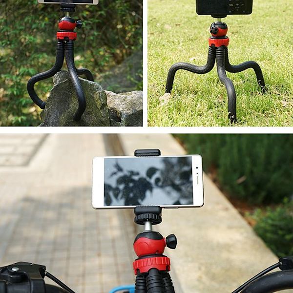 Mini Bärbar Flexibel Skrivbordsstativ med Kulhuvud för DSLR-kamera Smartphone (Röd)