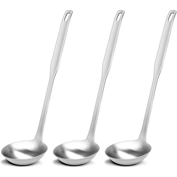 3-pack premium rostfria köksöser, kraftiga soppöser i metall, såsslev matlagningssked för kök