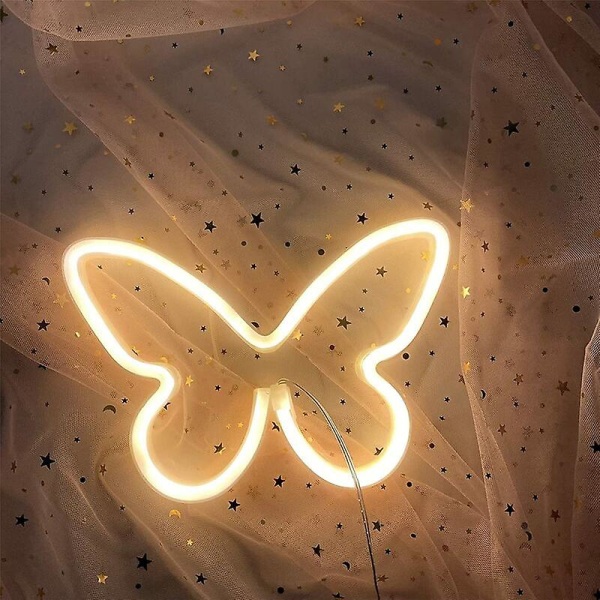 Led Butterfly Lights - Varmt hvite neon skilt - Neon skilt - Usb vegglampe