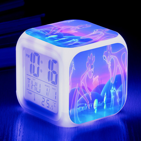 Anime Mind Adventure Färgrik Väckarklocka LED Kvadratisk Klocka Digital Väckarklocka med Tid, Temperatur, Alarm, Datum